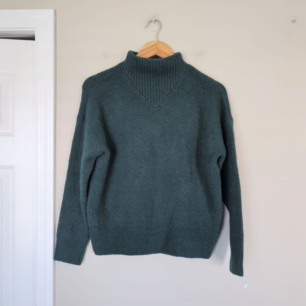 Madewell Dillion Mockneck Pullover Sweater Green Wool/Alpaca Blend Small
